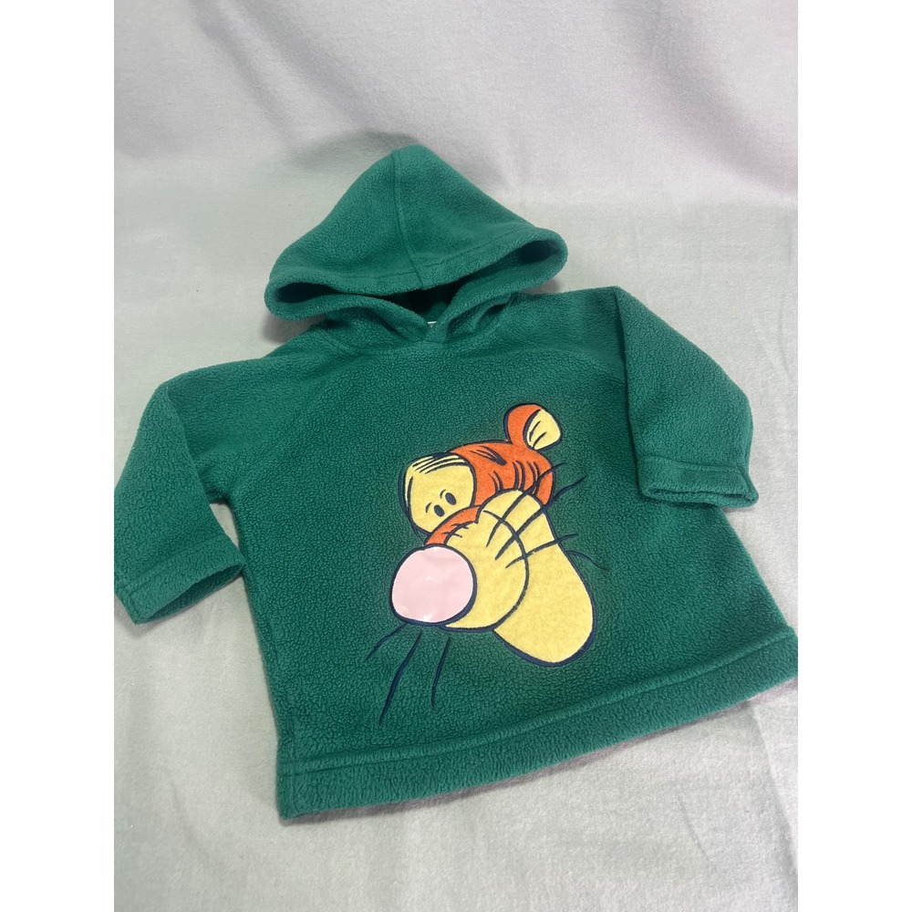 Vintage Disney Baby Green Tigger  Fleece Hoodie Winnie the Pooh 12 Months Bouncy